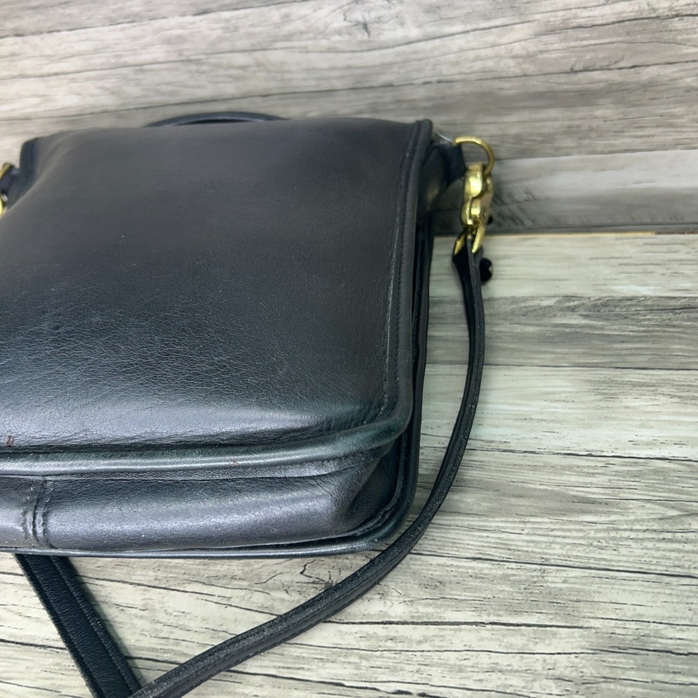 Vintage Coach Station Bag Crossbody Purse Satchel Black Leather 90s - Picture 8 of 14